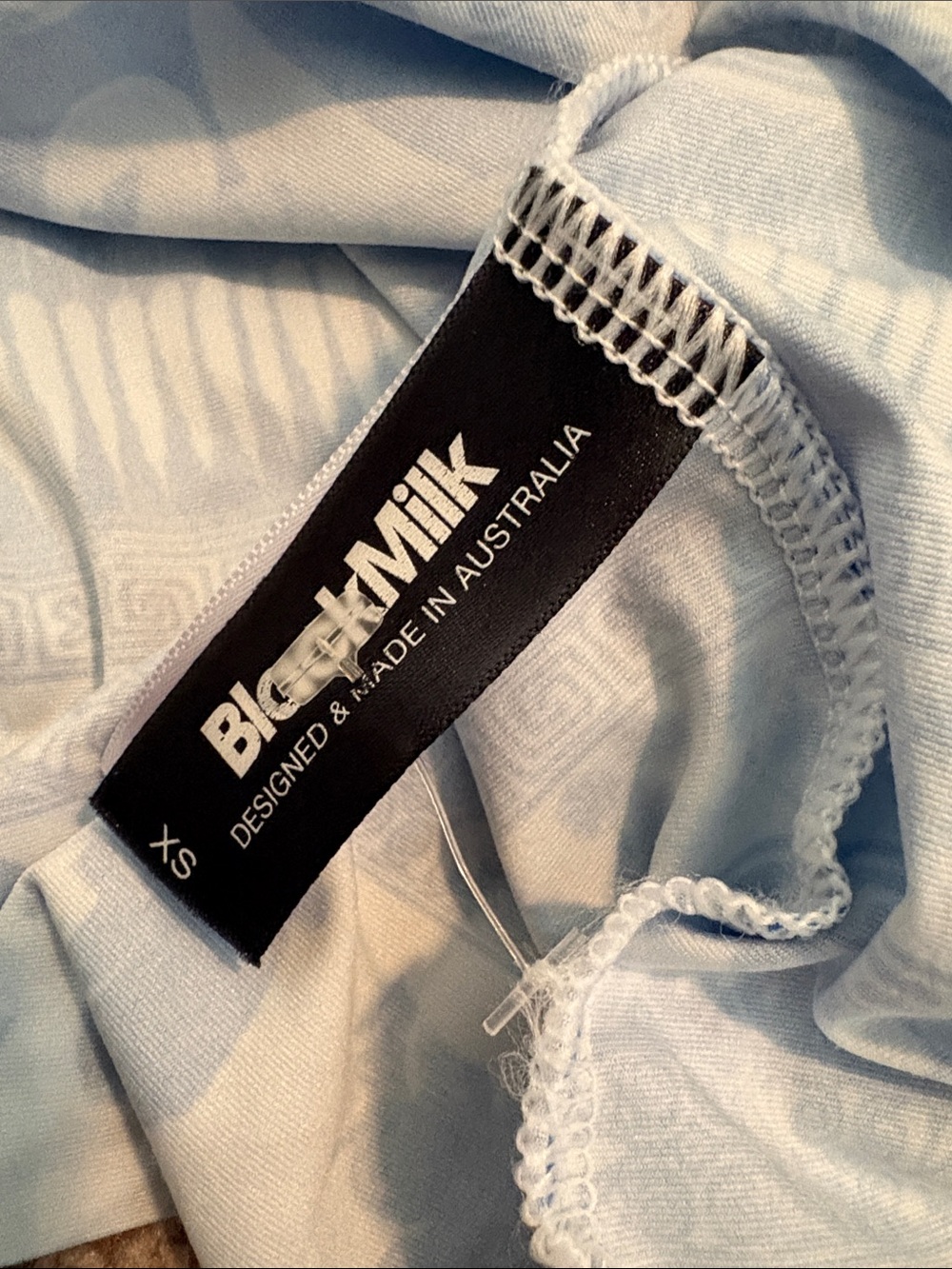 Black milk Blue and White Greek Key Maxi Dress with Tie Straps - Picture 4 of 4